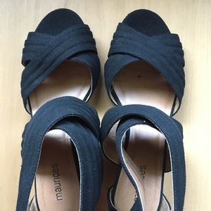 Black wedge sandals size 10